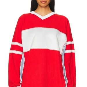 Free People Movement Rugby Ready Layer Top in red and light blue